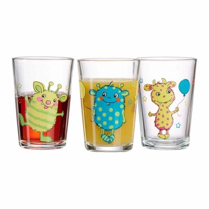 Ritzenhoff & Breker Kinderbecher Set, 3 Gläser mit bunten Monster Motiven.