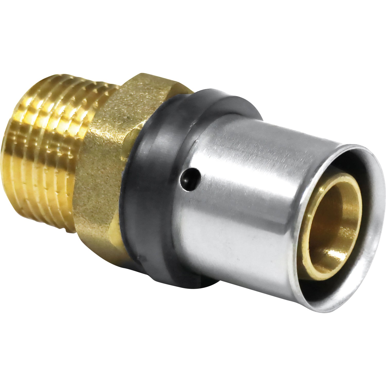 PIPETEC Pressfitting-Übergang mit AG 20 mm x R 1/2 Messing