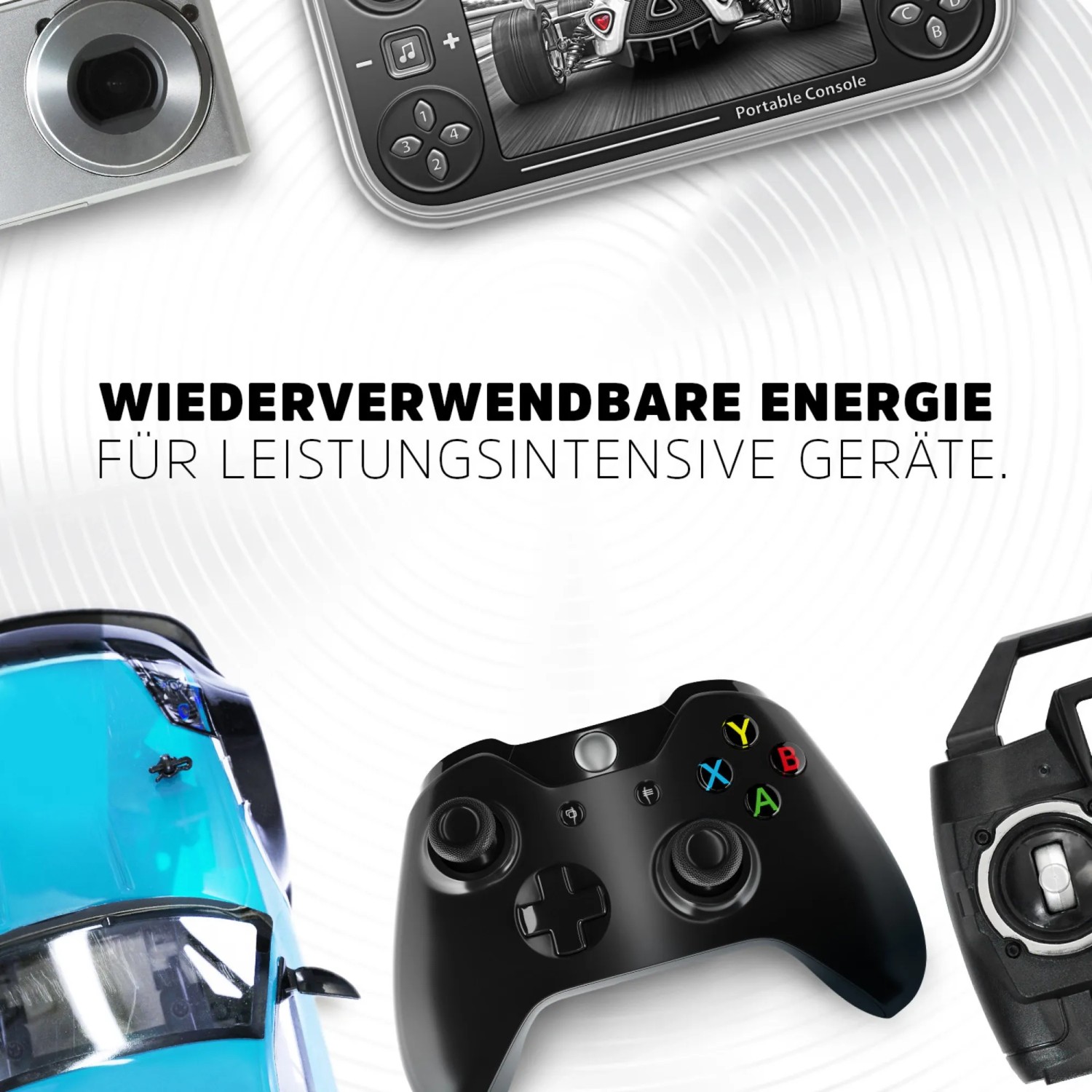 Energizer Akku Extreme AAA, 2er Pack, mit Geräten wie Controller, Kamera und Spielkonsole.