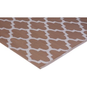 Beige-weißer Outdoor-Teppich (120x180 cm) im orientalischen Stil für Camping & Garten.