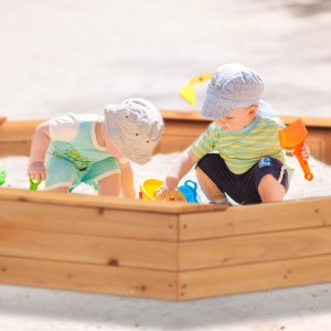 Relaxdays Sandkasten Tannenholz Natur Mit Vlies 160 cm x 160 cm x 22,5 cm 9,1 kg