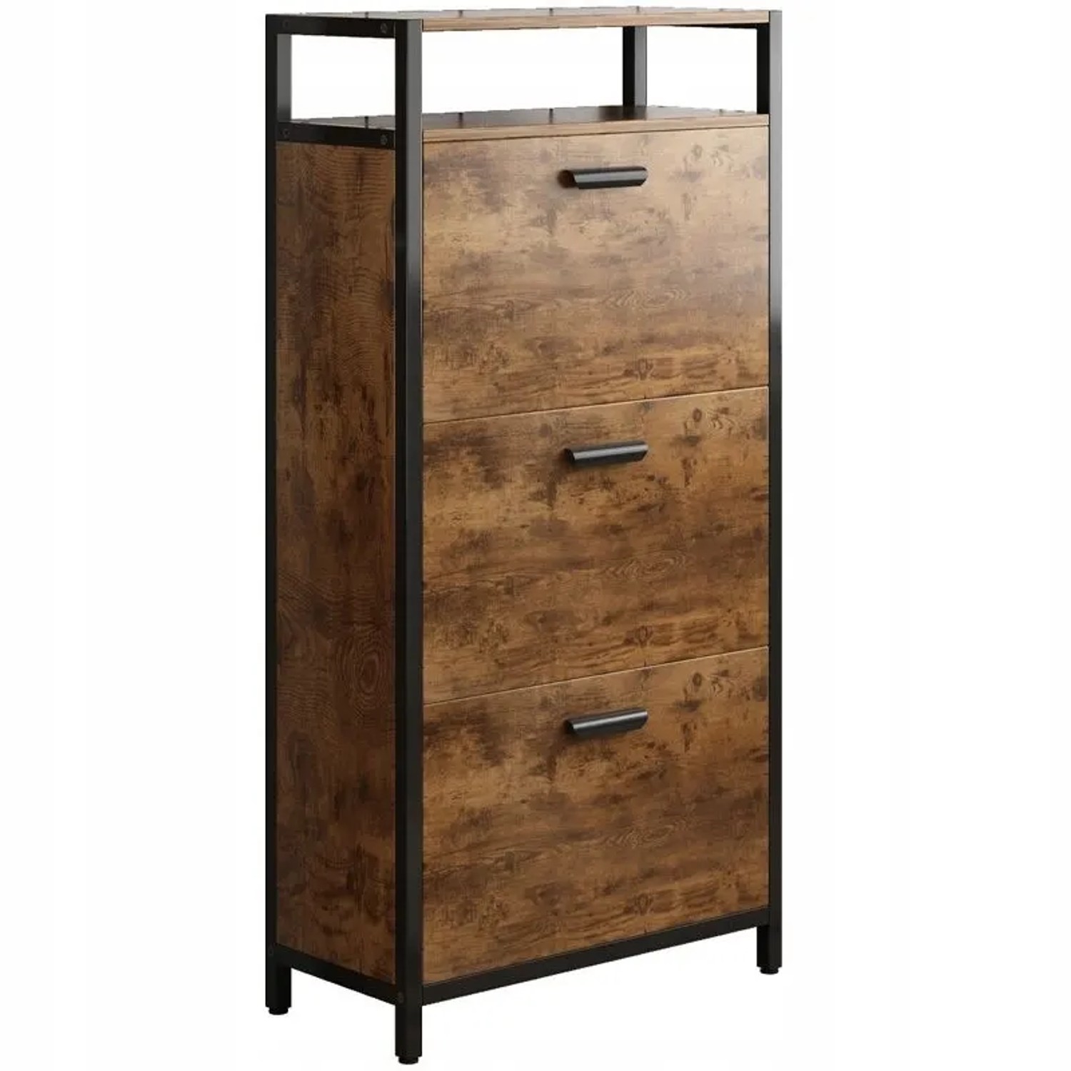 Rebiko Rustikaler Schuhschrank In Braun Für Den Flur Vintage 3 Einlegeböden