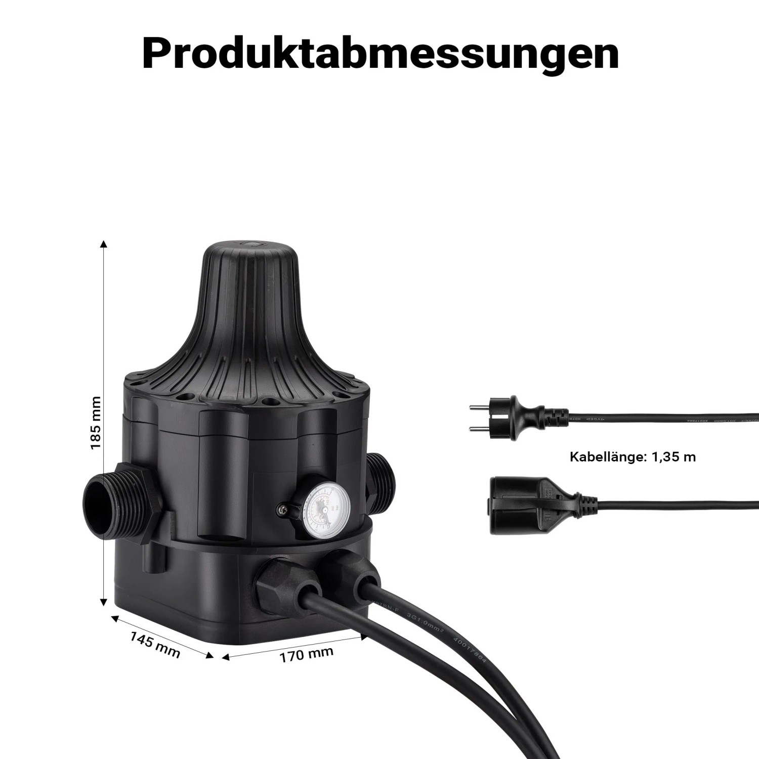 Wiltec Druckschalter Kabel Epc-5 230V 1-Phasig Pumpensteuerung Hauswasserwerk_3