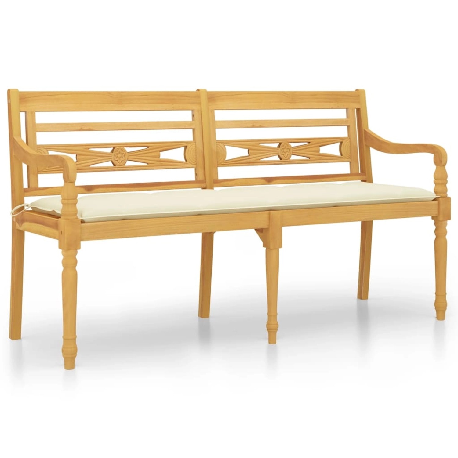 Vidaxl Batavia-bank Mit Creme Kissen 150 Cm Massivholz Teak günstig online kaufen