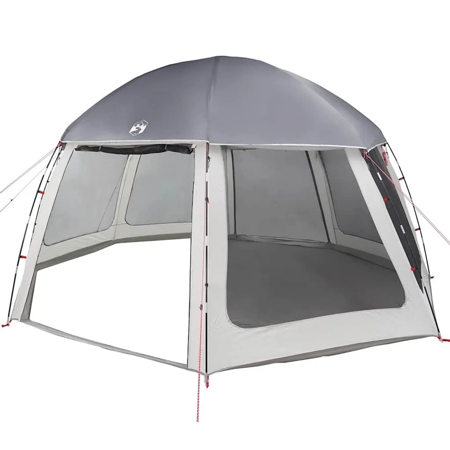 vidaXL Poolzelt mit Abnehmbarem Überzelt Netzwänden Grau 510x510cm 4100636_7