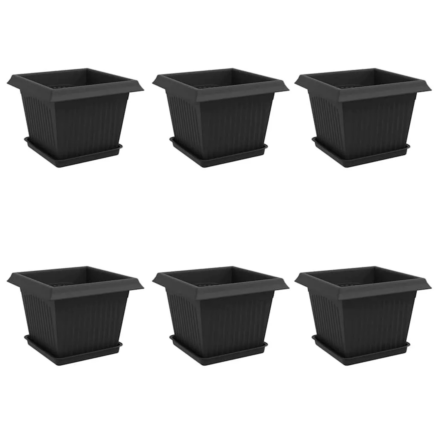 vidaXL Blumentöpfe 6 Stk Schwarz 23 x 23 x 17,5 cm Kunststoff 3403299