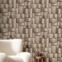 Beige Marburg Vliestapete in 3D-Optik mit grafischem Muster für moderne Wohnräume.
