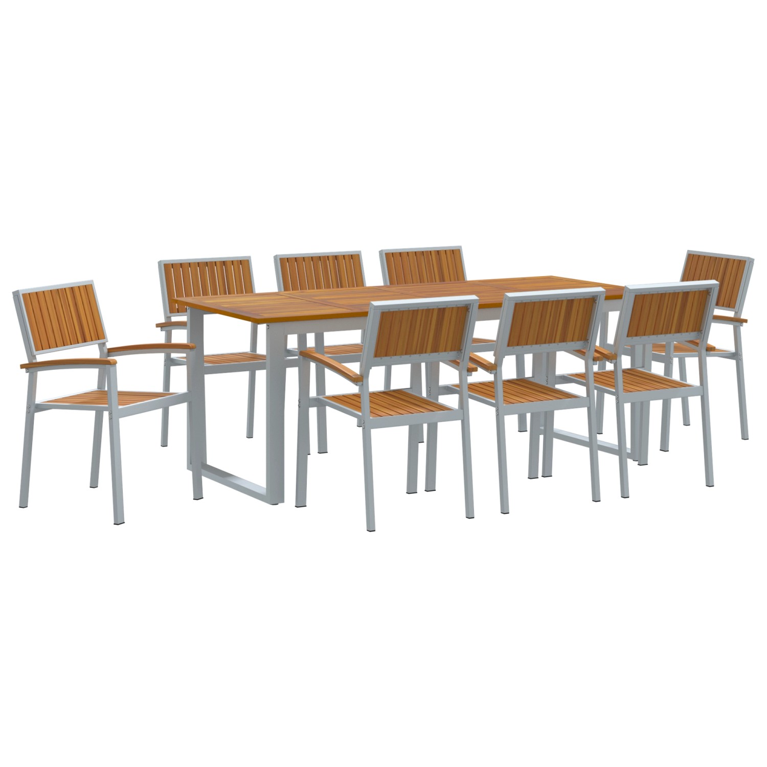 vidaXL 9-tlg Garten-Essgruppe Grau Stahl und Massivholz Akazie 3284358 günstig online kaufen