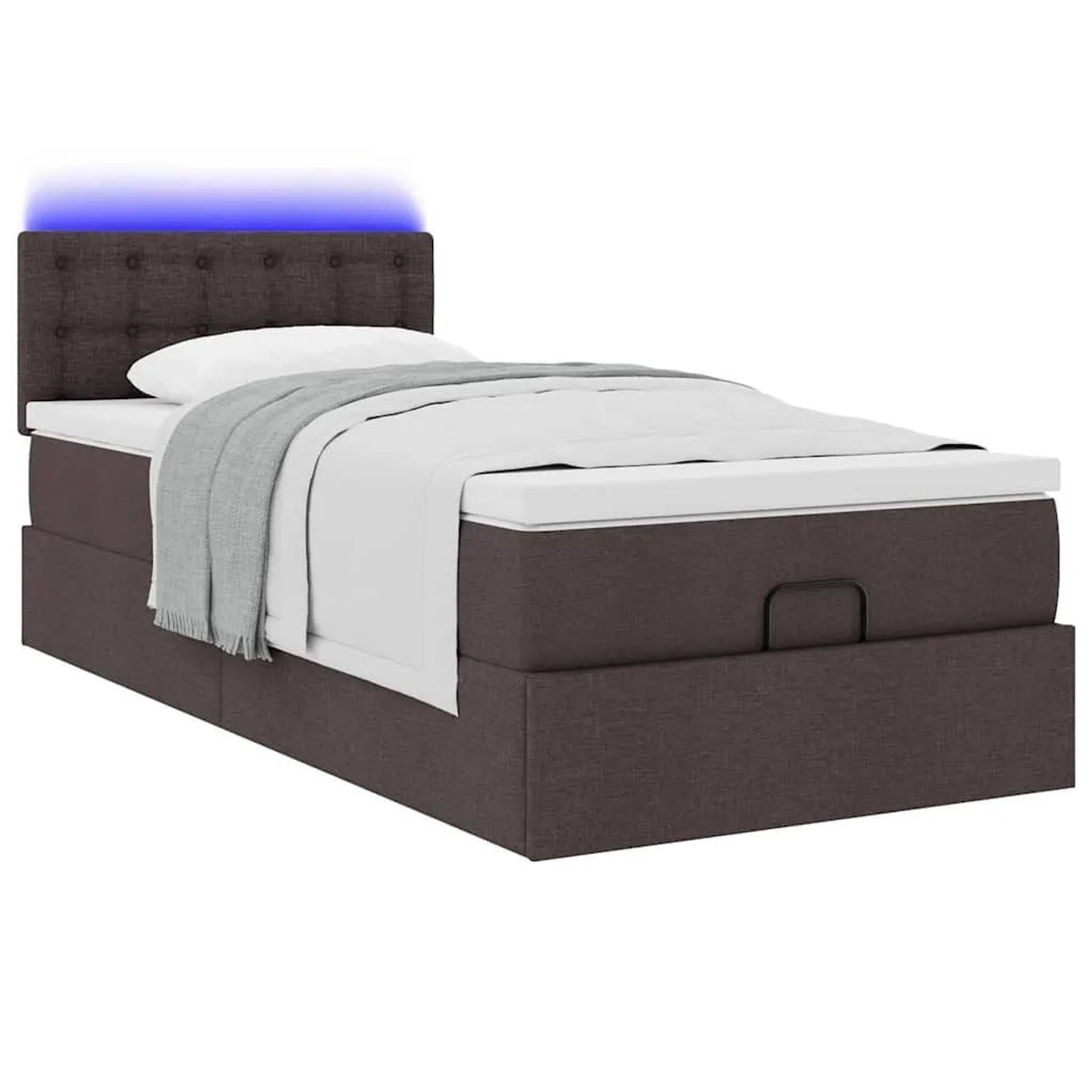vidaXL Ottoman-Bett mit Matratze & LEDs Dunkelbraun 80x200 cm Stoff 3312432
