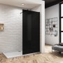 Walk-In Dusche 100x200cm mit Rauchglas und schwarzem Rahmen. Duschwand mit Stabilisator.