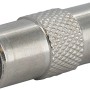 Schwaiger IEC Adapter mit IEC Steckern, silberfarbener Antennen-Verbinder aus Metall.