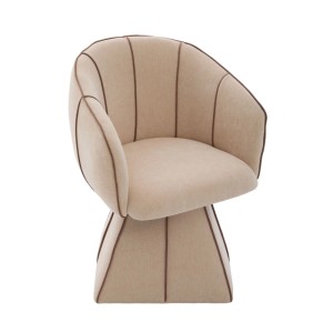 PXloue Stühle Drehstuhl Beige 360 Grad Drehsessel mit Hoher Rückenlehne Chenille
