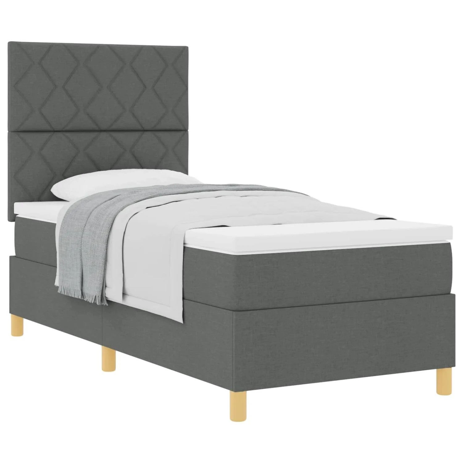 vidaXL Boxspringbett mit Matratze Dunkelgrau 100 x 200 cm Stoff 3339673