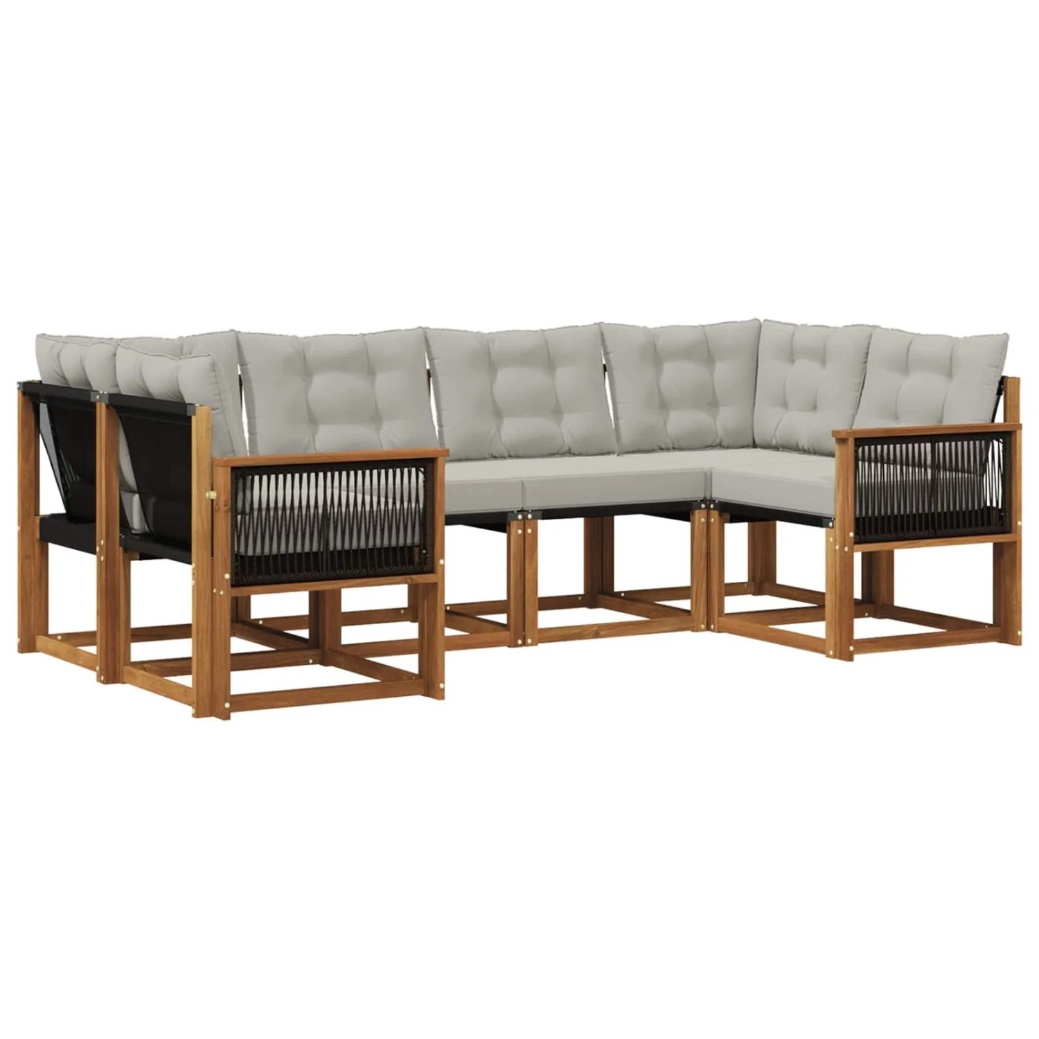 vidaXL Outdoor-Sofagarnitur mit Kissen 6 Stk Natur und Hellgrau 3382175