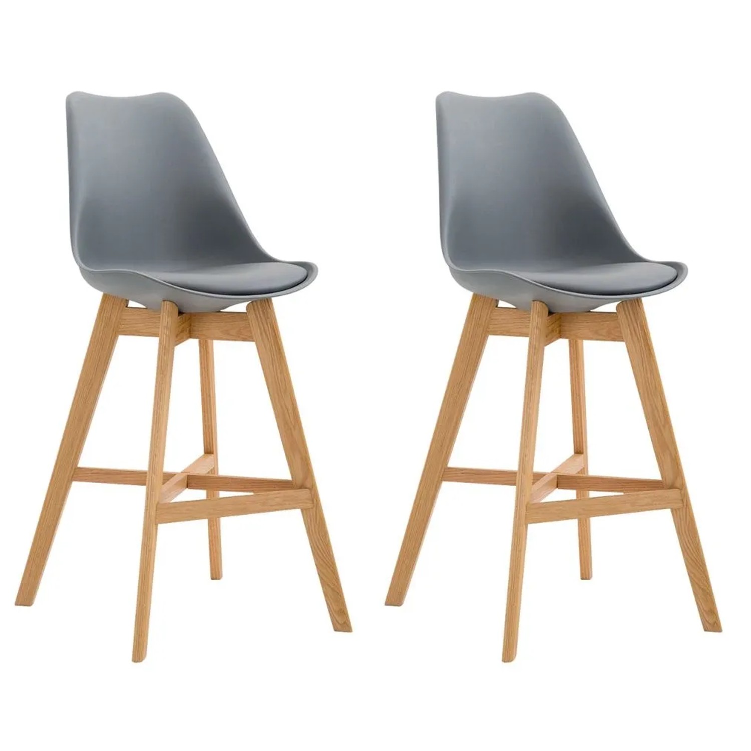 DELUKE 2er Set Barhocker DUMIR Kunststoff Grau 48x56x112cm Barstuhl Mit Lehne Tresenhocker Tresenstuhl