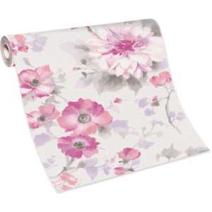 Erismann Vliestapete Guido Maria Kretschmer Fashion for Walls Floral Rosa mit rosa Blüten.