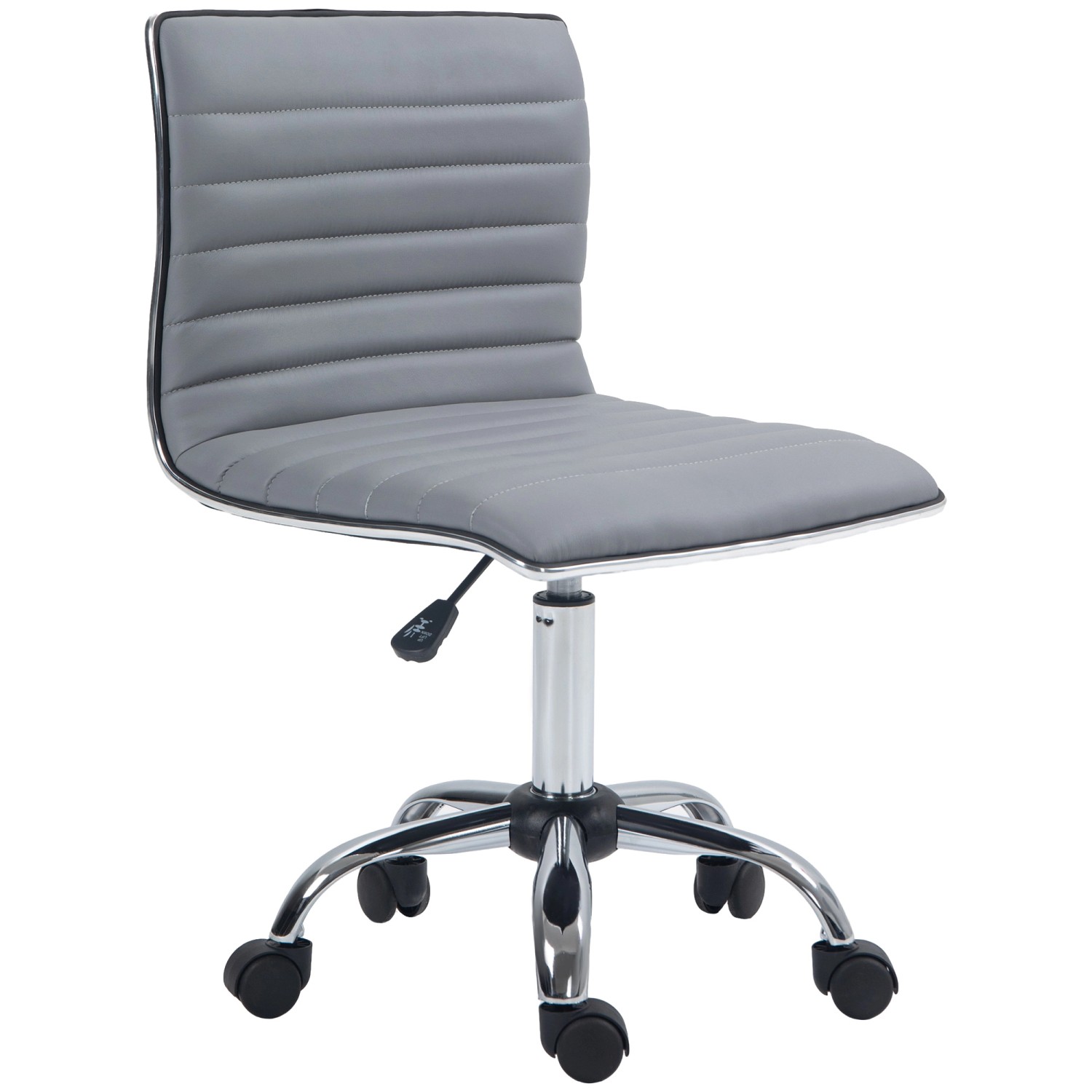 HOMCOM Bürostuhl Stahl Kunstleder Hellgrau 48L x 52B x 78-90H cm günstig online kaufen