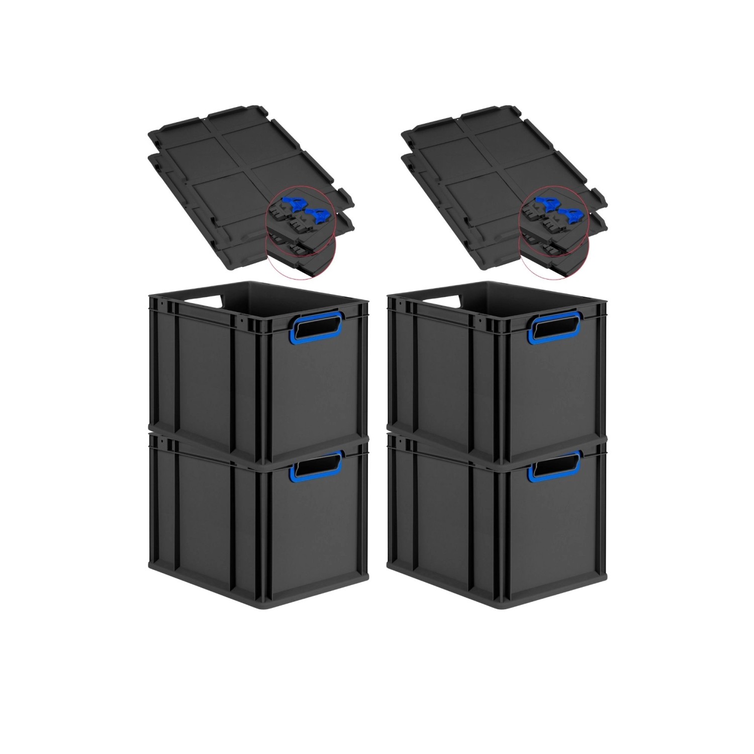 PROREGAL SuperSparSet 4x Eurobox Nextgen Color Mit Scharnierdeckel HxBxT 32 günstig online kaufen