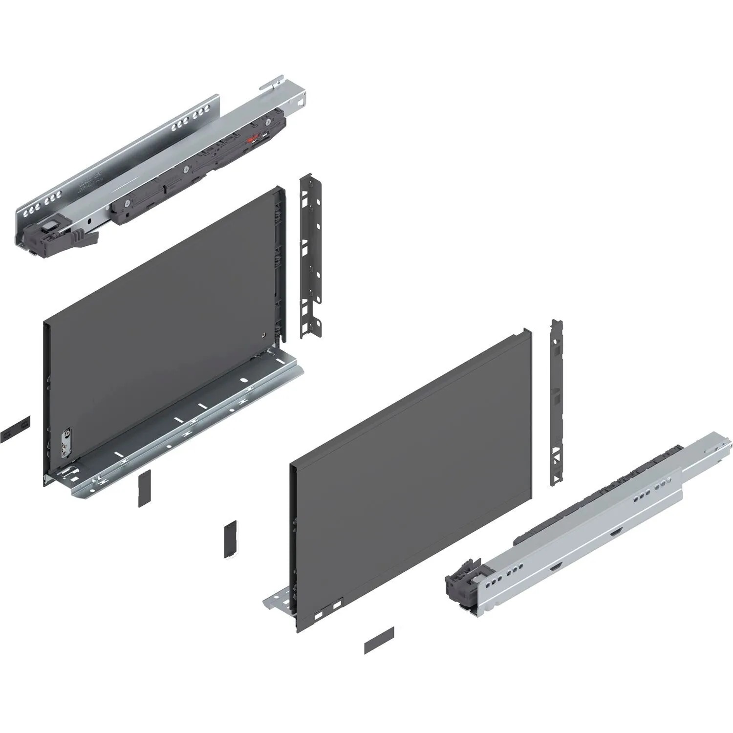 Blum Legrabox Pure Set Höhe F Tip-On Vollauszug 400 mm 40 kg Oriongrau 1 Paar