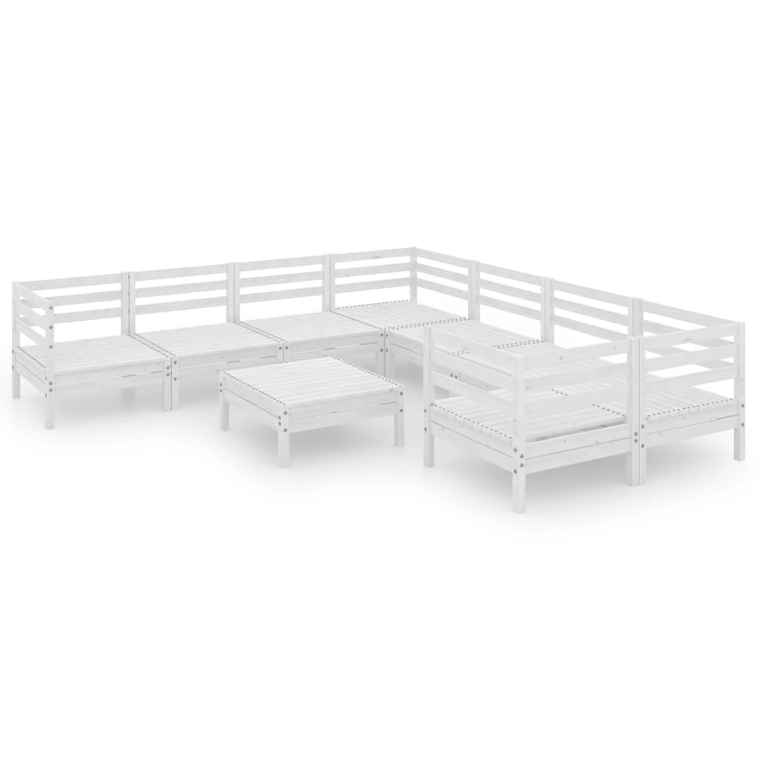 vidaXL 9-Tlg Garten-Lounge-Set Weiß Massivholz Kiefer 3083250