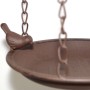 Kobolo Vogeltränke/Futterstation aus Metall in Rostbraun mit Vogel zum Aufhängen.