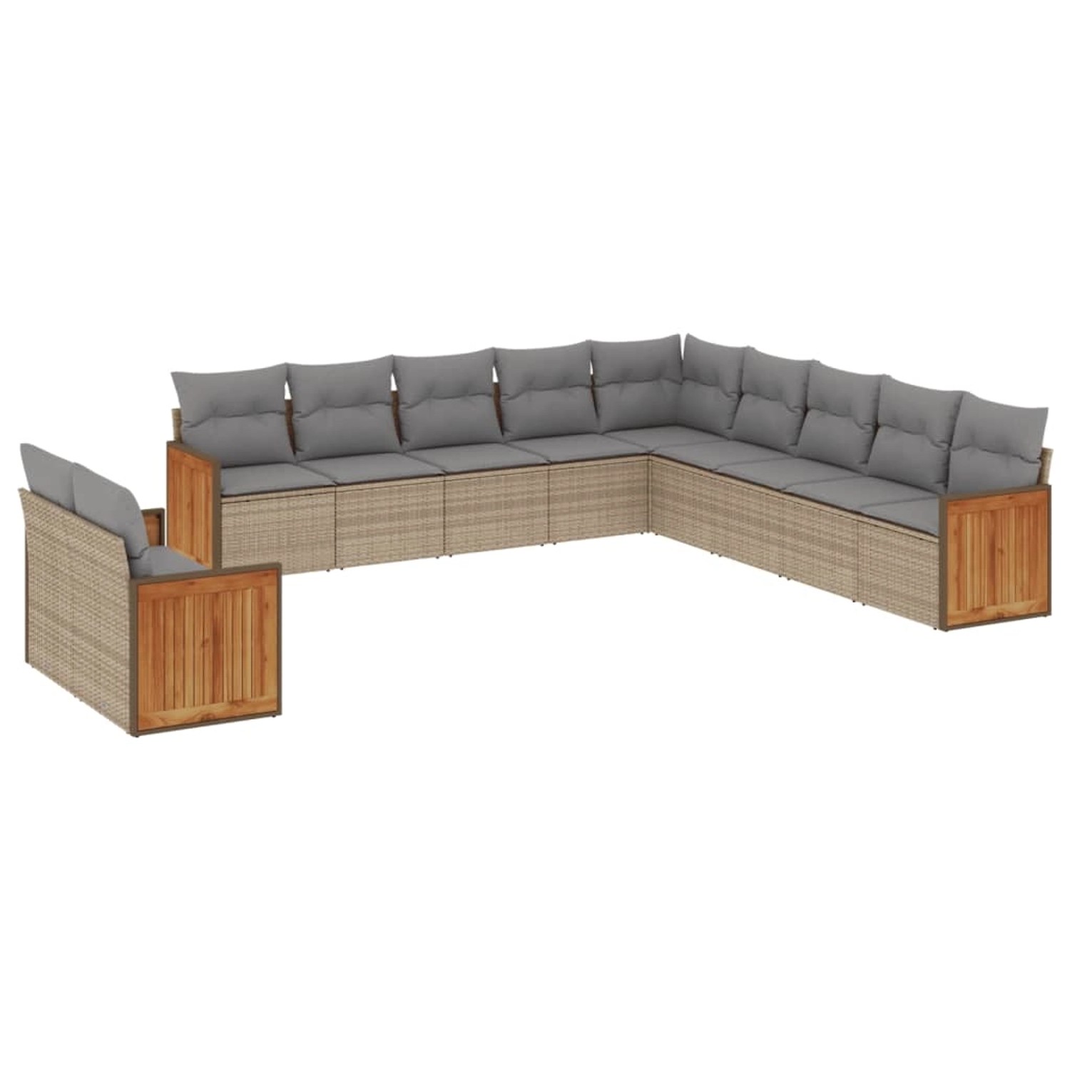 vidaXL 11-Tlg Garten-Sofagarnitur mit Kissen Beige Poly Rattan 3227809 günstig online kaufen