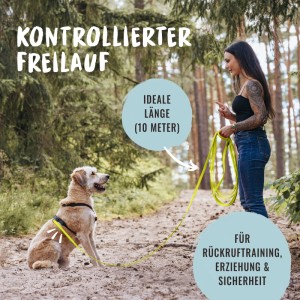 Rudelkönig Schleppleine Hund 10 m Gelb PVC Beschichtet Freilaufleine