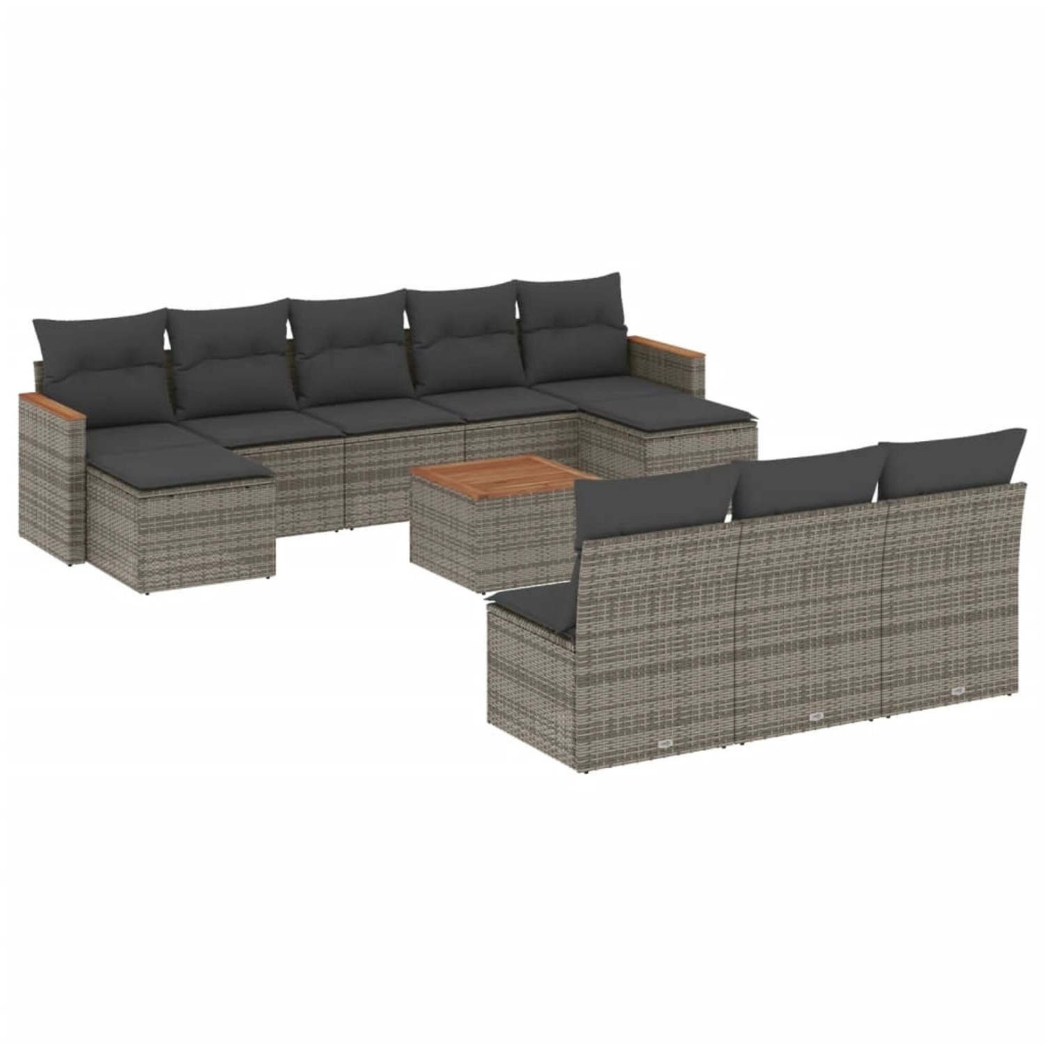 vidaXL 11-Tlg Garten-Sofagarnitur mit Kissen Grau Poly Rattan 3226396 günstig online kaufen