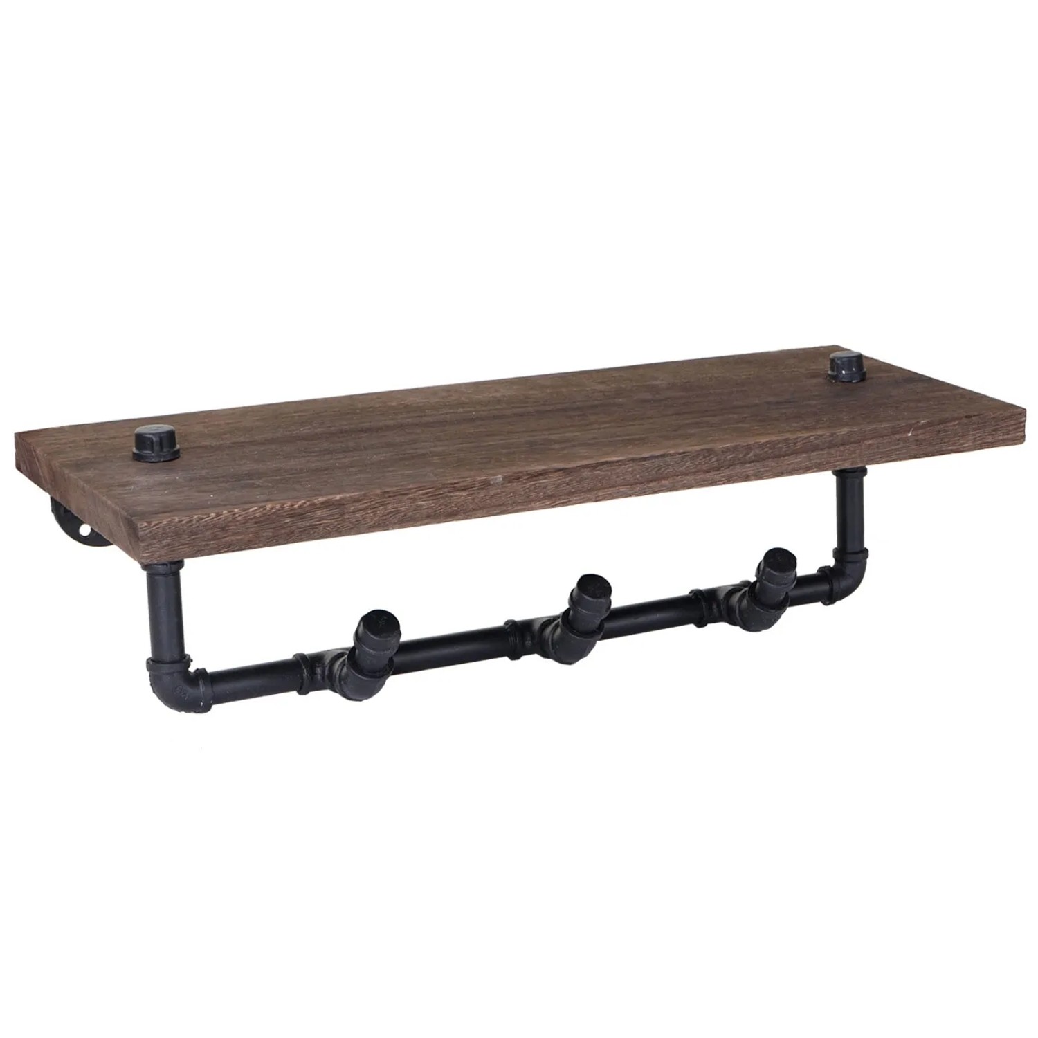 BERLINLODGE Wandgarderobe HxBxT 16x60x25cm Ablageregal Hängegarderobe Garderobenpaneel Industriedesign Braun_3