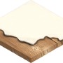 Holzbrett, teilweise mit weißer Farbe bedeckt.