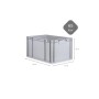 Graue PROREGAL Eurobox 65L mit Scharnierdeckel, geschlossen, für Lagerung und Transport.