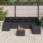 Schwarzes 9-teiliges Garten-Sofa-Set aus Poly Rattan mit Kissen und Tisch von vidaXL.