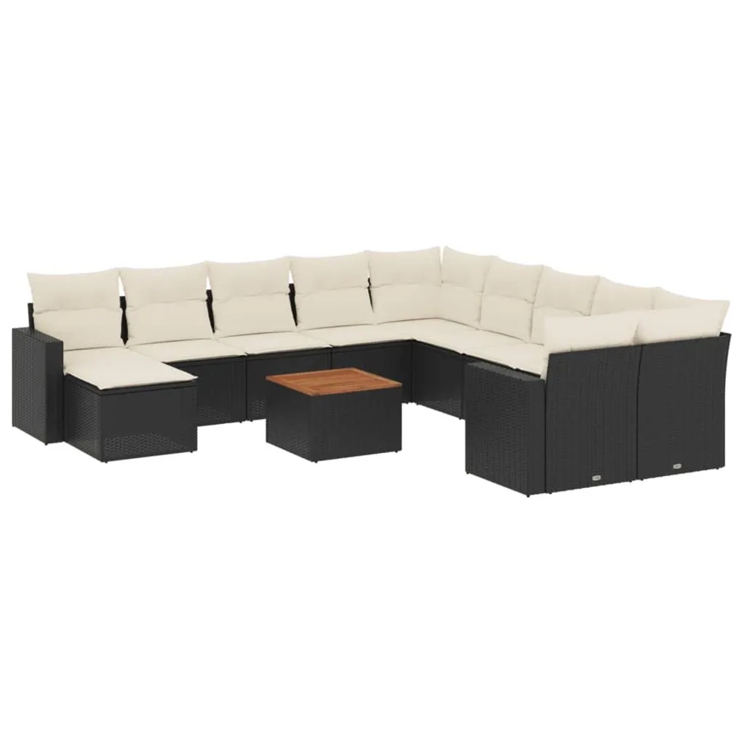 vidaXL 12-Tlg Garten-Sofagarnitur mit Kissen Schwarz Poly Rattan 3224418