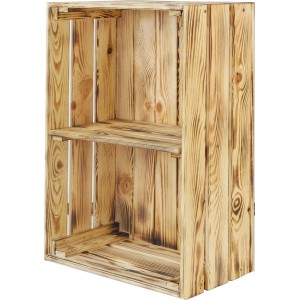 Geflammter Einlegeboden aus FSC®-Holz für Holzkisten, zur variablen Regalgestaltung.