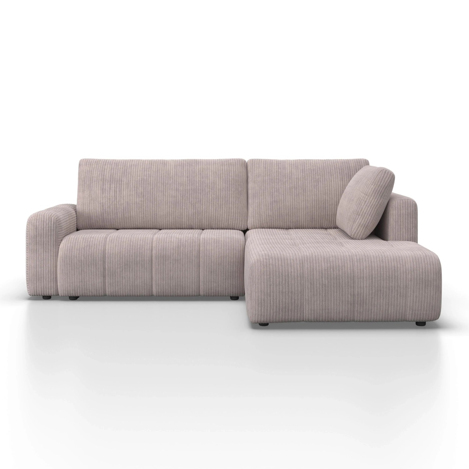 Bessagi Home Wohnlandschaft Gia Hellgrau Cord mit Schlaffunktion