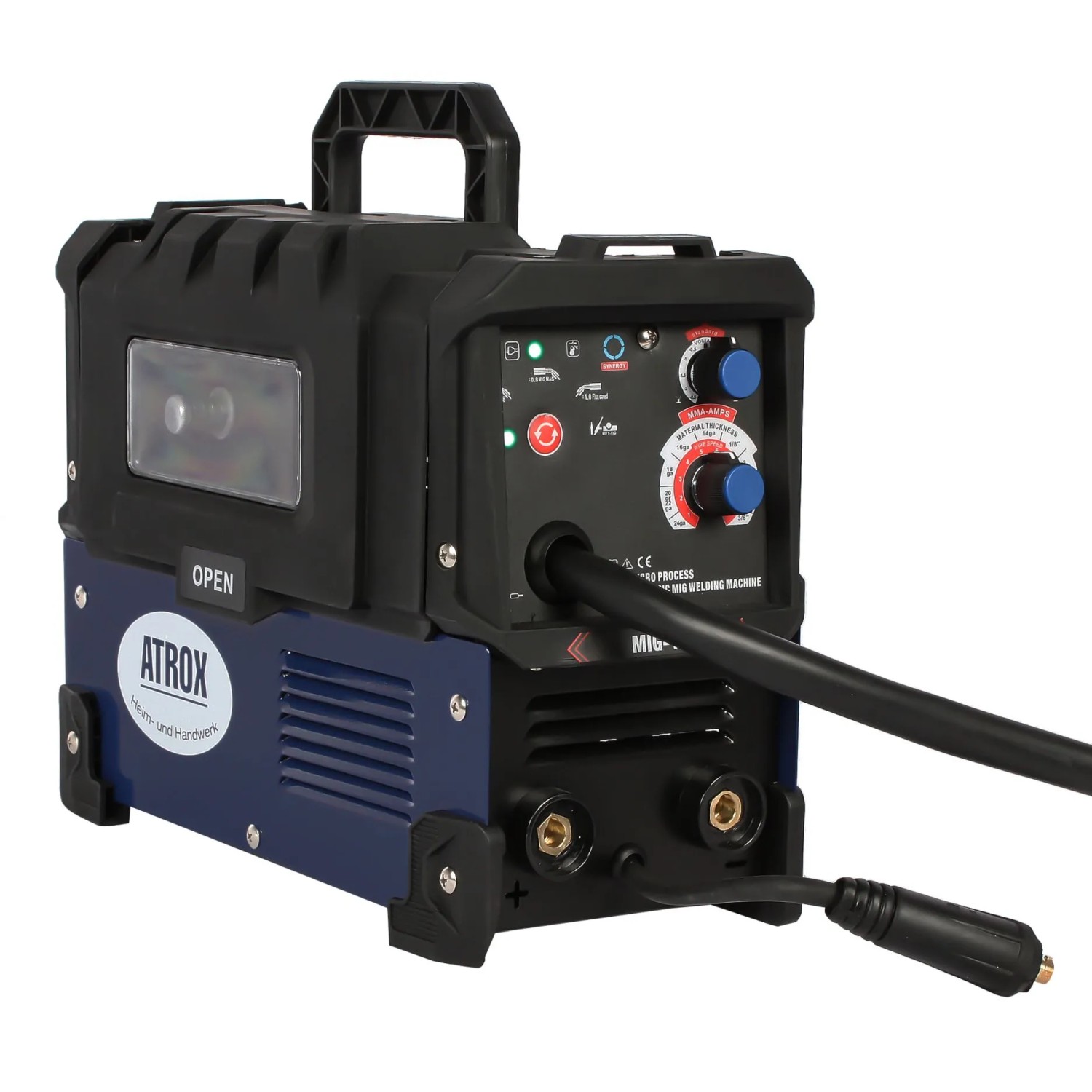 Atrox Mini-MIG 140 Schweißgerät 5in1: Kompaktes Schweißgerät für MIG, MAG, MMA, FCW, TIG Lift Schweißverfahren.