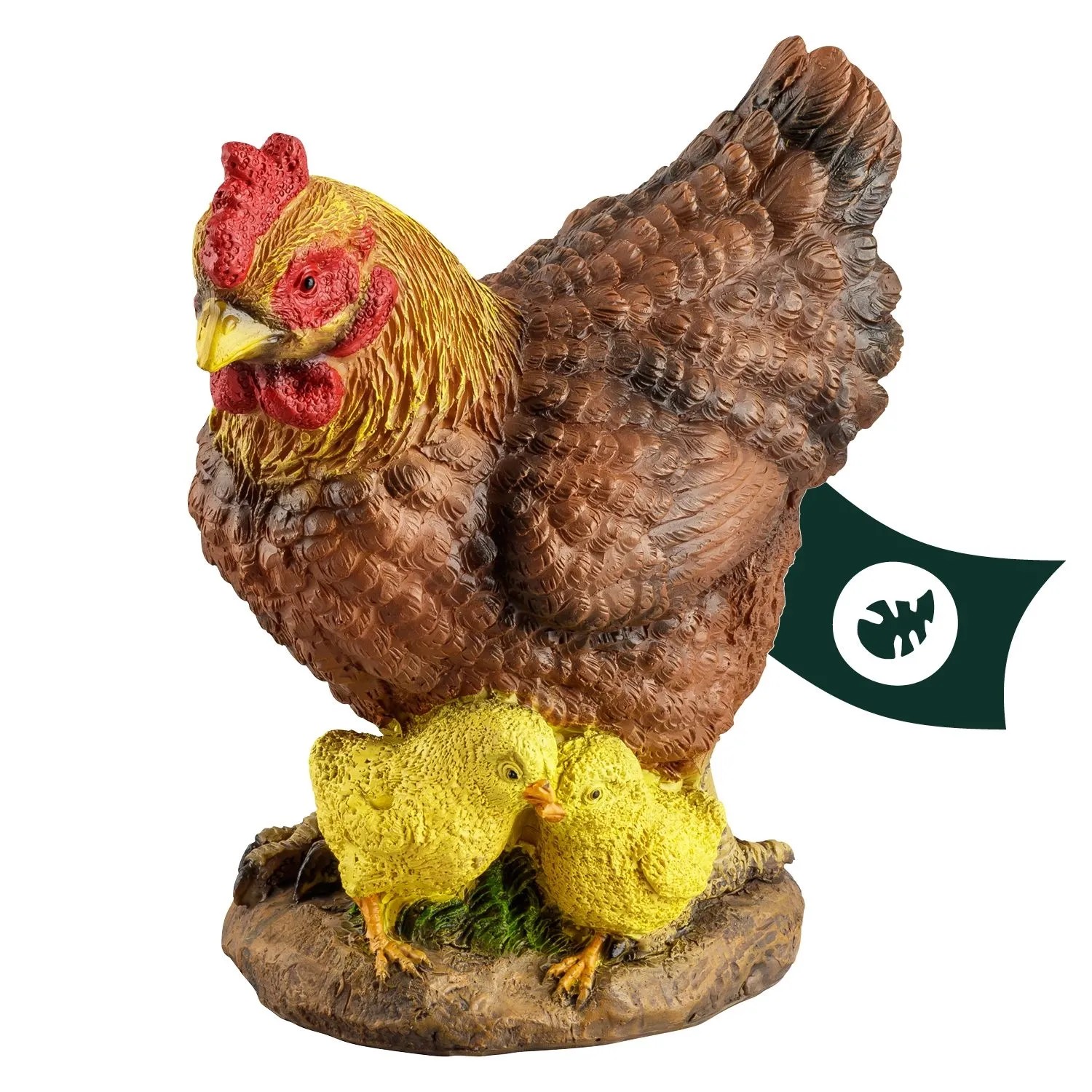 VERDOBA Wetterfeste Gartenfiguren Braunes Huhn mit Küken