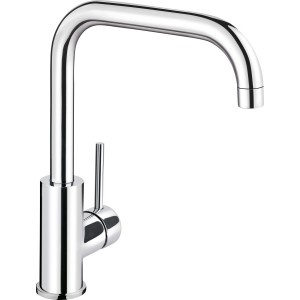Chromfarbene baliv Küchenarmatur KI-1150 als Einhebelmischer mit hohem, schwenkbarem Auslauf.