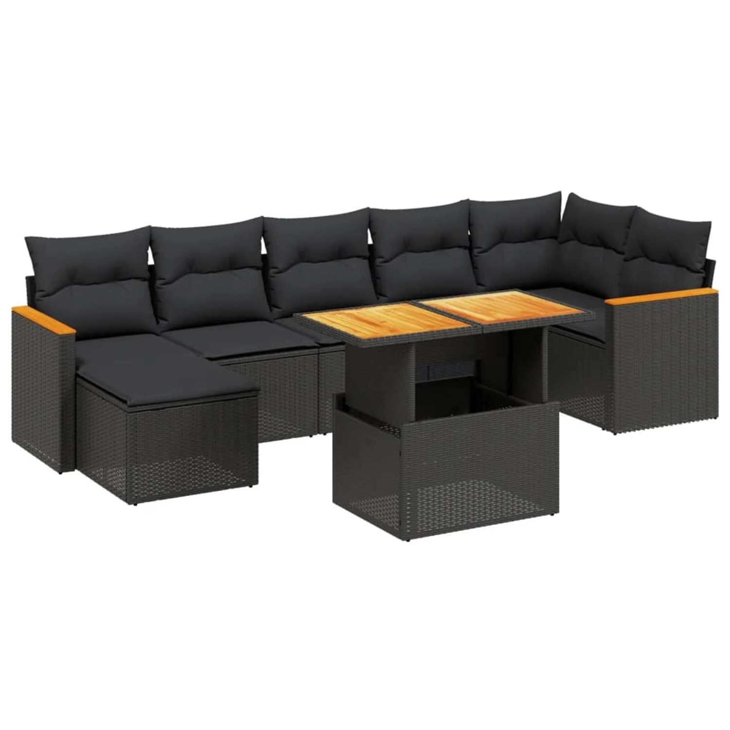 vidaXL 8-Tlg Garten-Sofagarnitur mit Kissen Schwarz Poly Rattan 3273183 günstig online kaufen