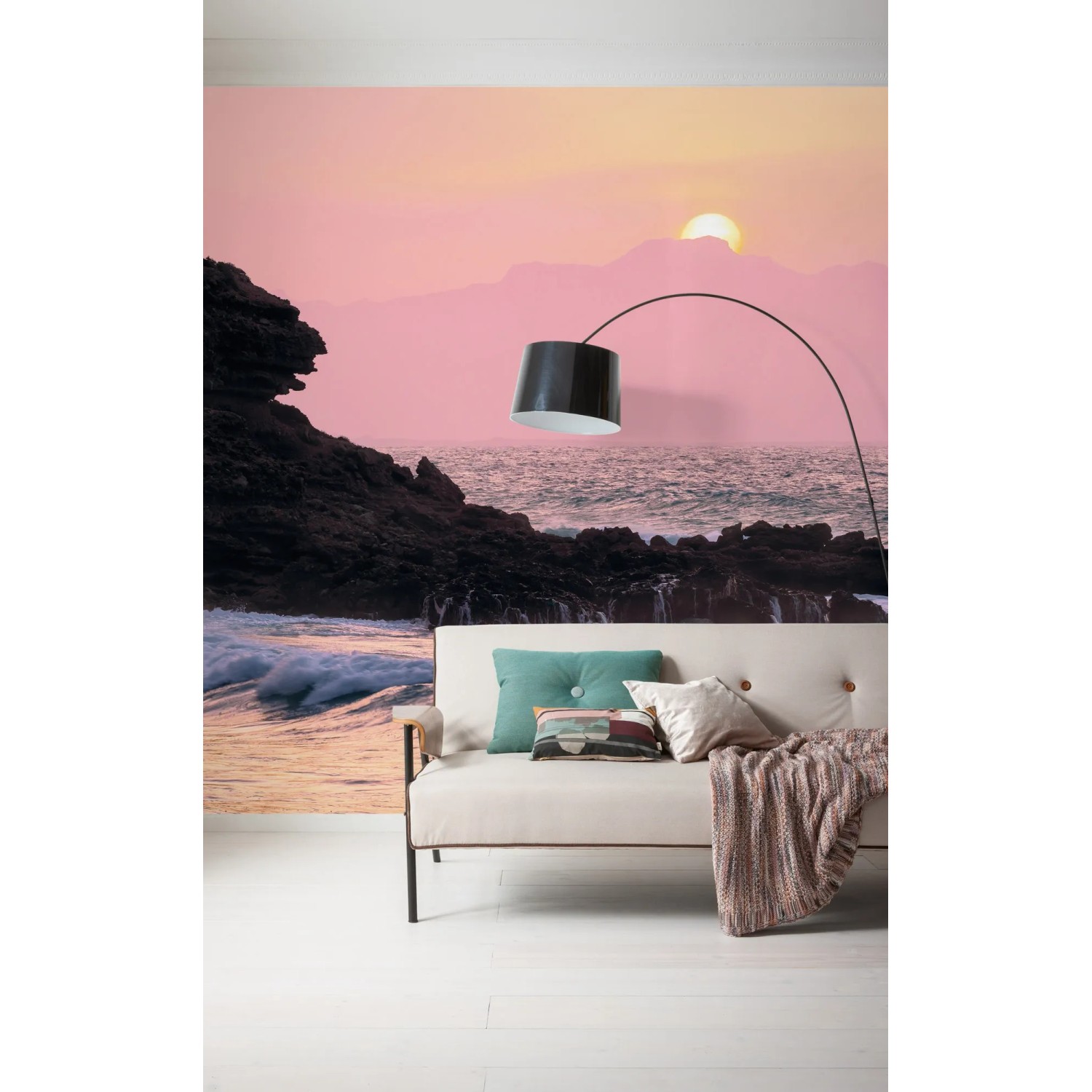 Komar Vlies Fototapete Forbidden Love (400x250 cm) mit Küstenmotiv bei Sonnenuntergang.