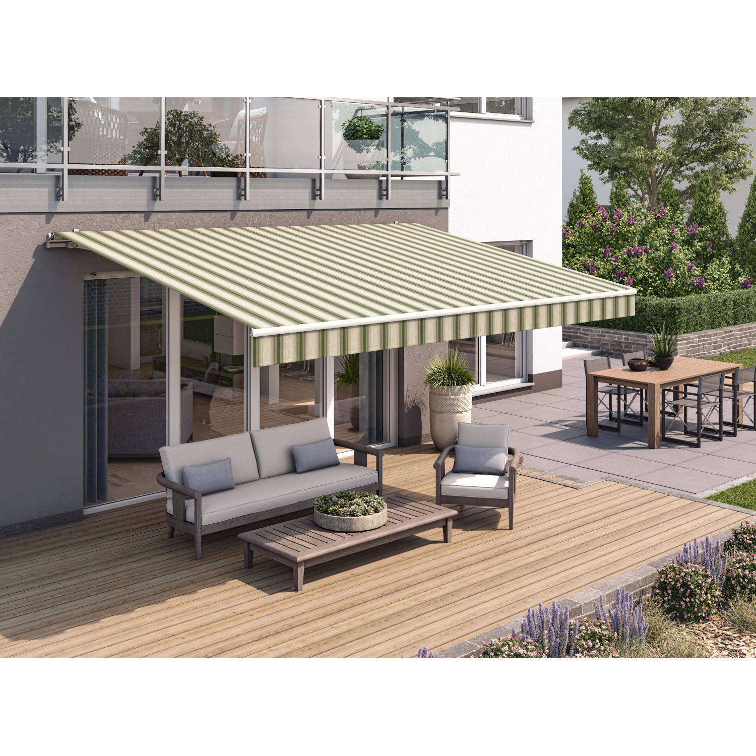 Wismar Gelenkarmmarkise Classic 300 cm x 200 cm BeigeGrün kaufen bei OBI