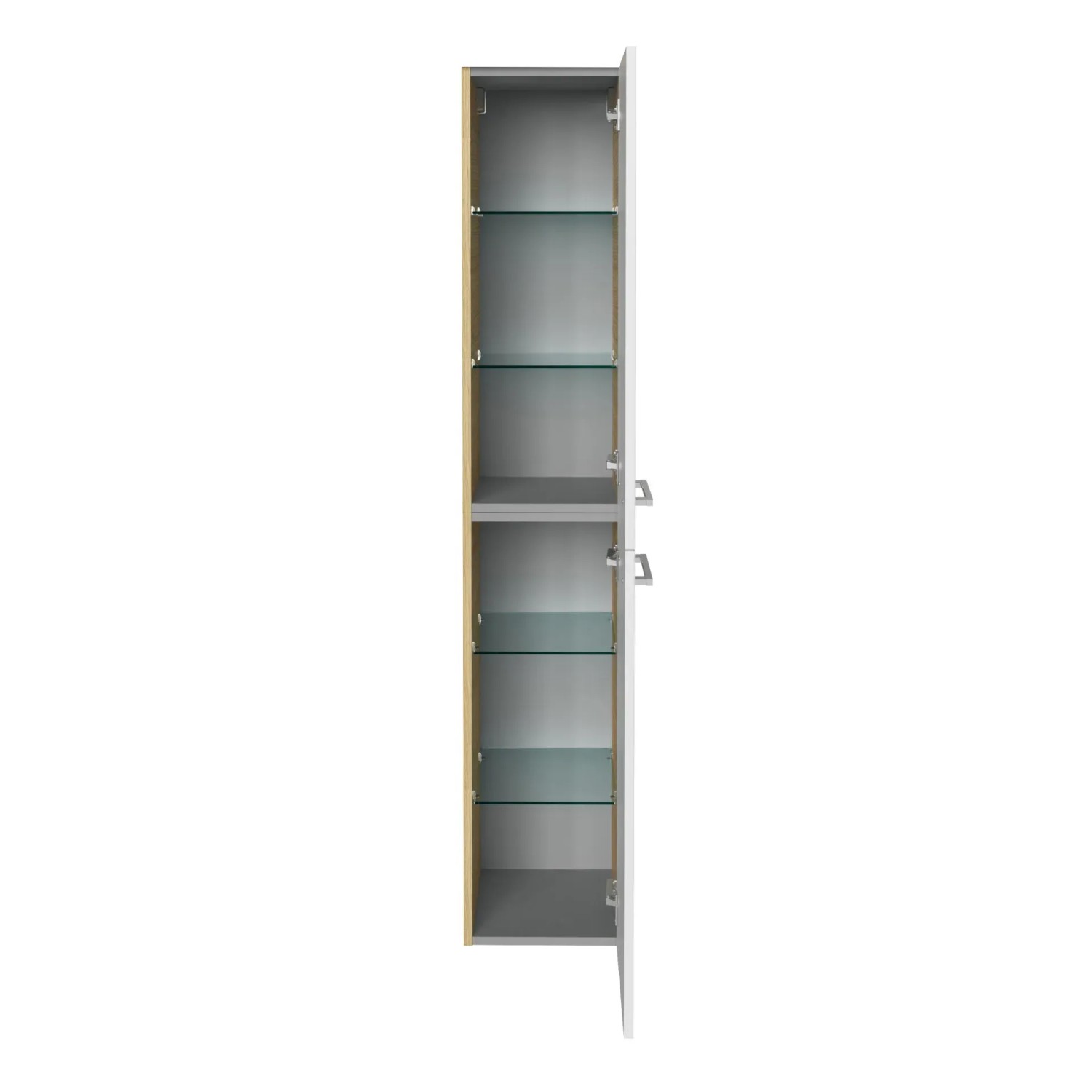 Offener Fackelmann Bad-Hochschrank B.Style in Sandeiche, 30 cm breit, mit Glasböden.