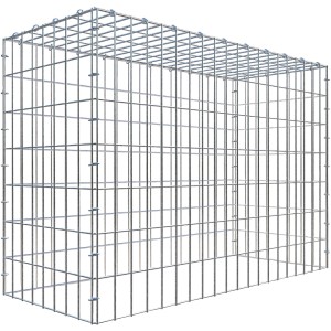 Leere Gabiona C-Ring Anbaugabione 70x100x40cm, Drahtgitter für Steinfüllung im Garten.