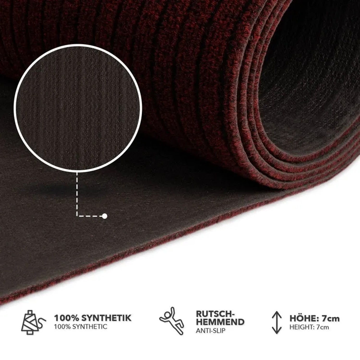 Roter Eventteppich Atlas auf Maß, pflegeleicht und strapazierfähig, ideal für Messen und Events.