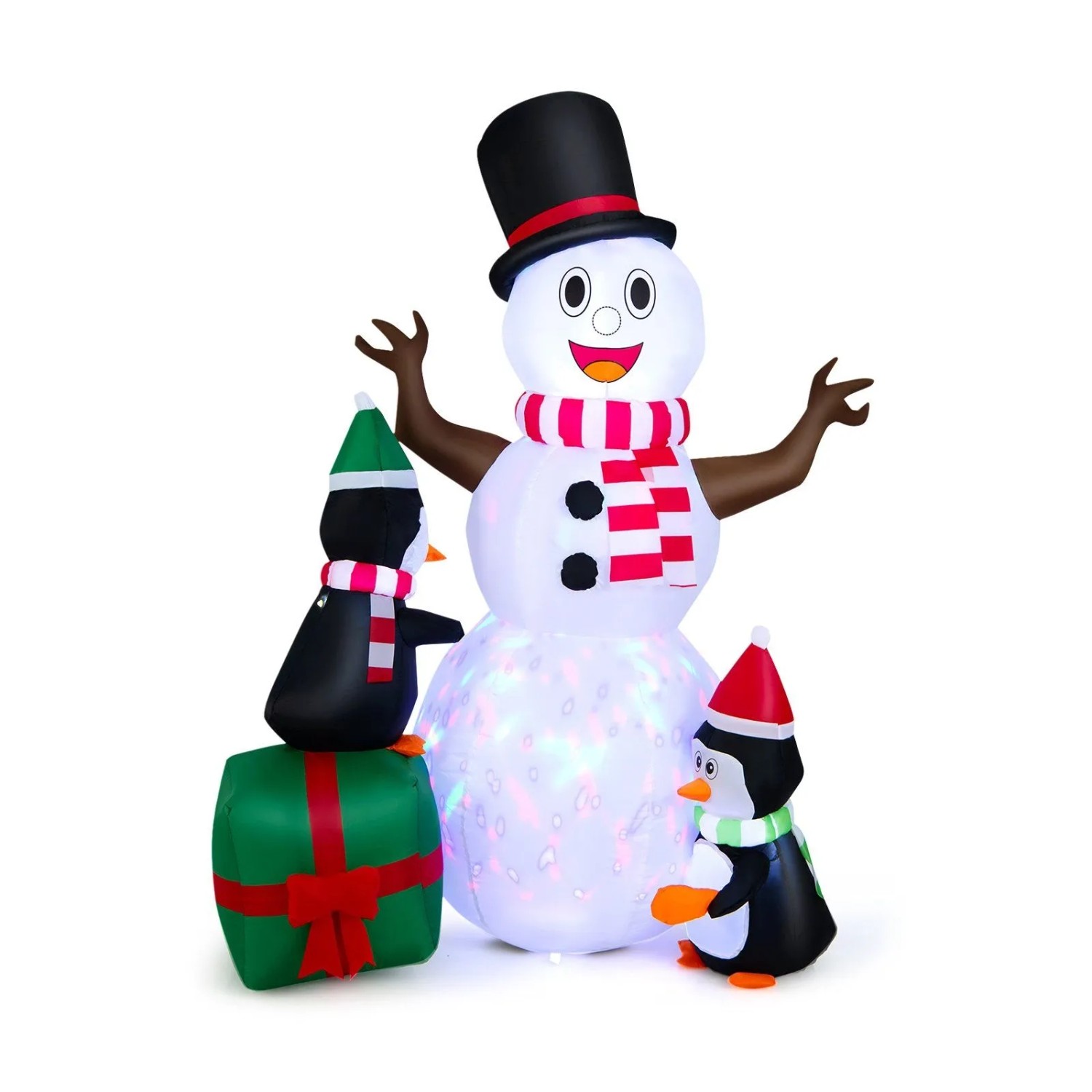 Costway 180CM Aufblasbarer Schneemann mit Pinguinen Weihnachten XL