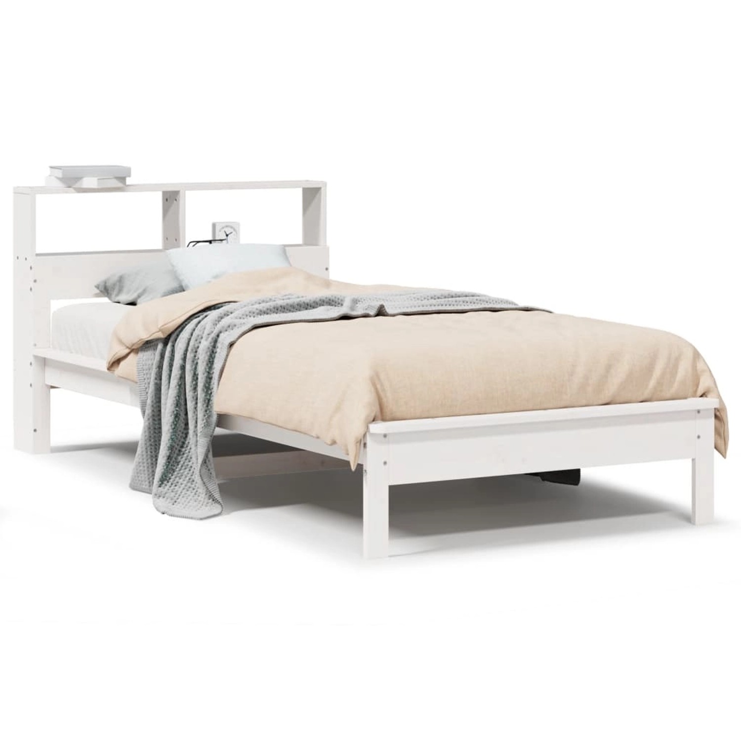 vidaXL Massivholzbett mit Regal ohne Matratze Weiß 90x190 cm Kiefer 855733 günstig online kaufen