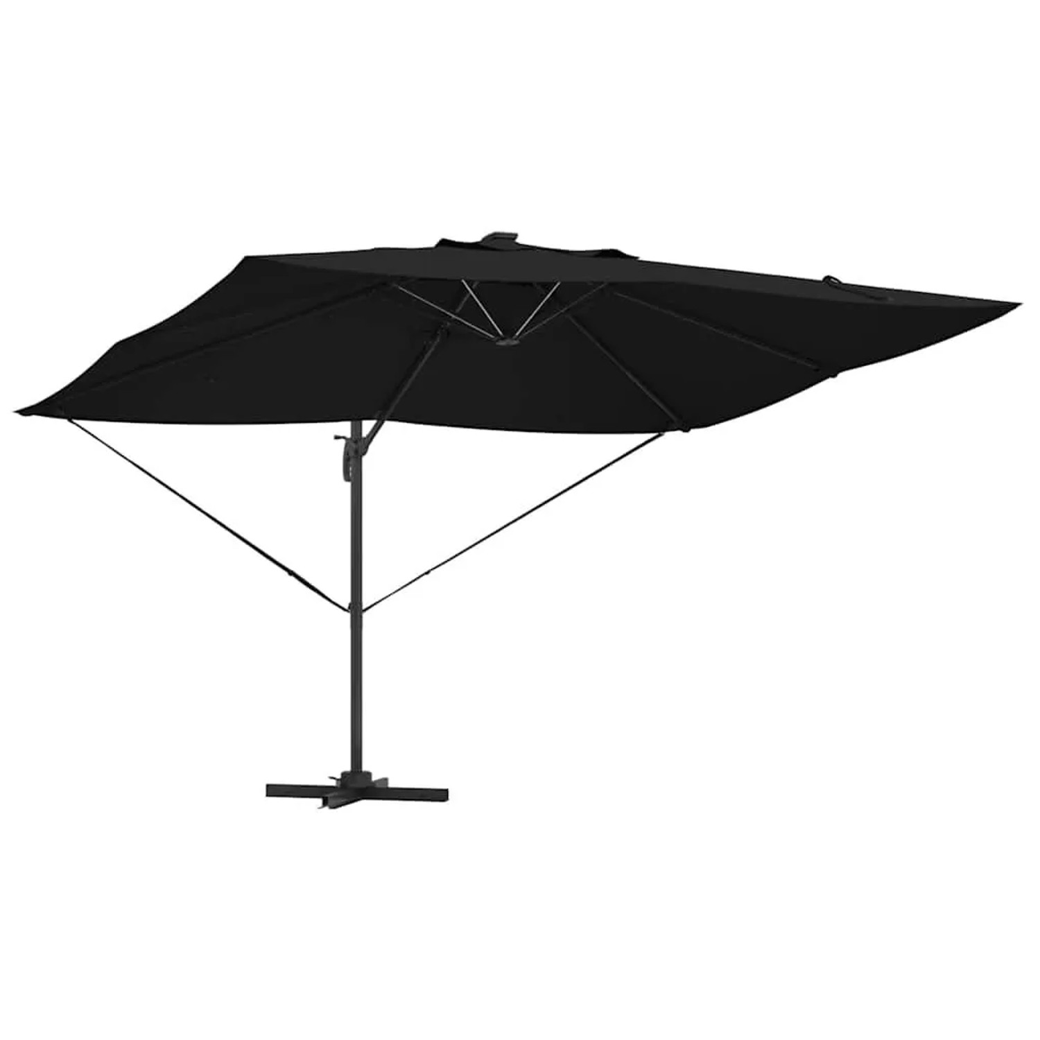 Schwarzer vidaXL Ampelschirm Roma, drehbar und UV-beständig, für Garten und Terrasse.
