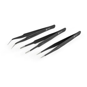 iFixit Pinzetten-Set, 3-teilig, schwarz, für Präzisionsarbeiten. ESD-geschützt.