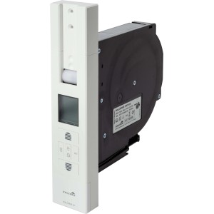 Schellenberg RolloDrive 105 Plus Rollladenantrieb mit Display und schwarzer Wickelspule.