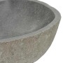 DELUKE Naturstein Waschbecken Oval Flussstein Aufsatzwaschbecken Waschschale Waschtisch Handwaschbecken Oval 37-46cm_6
